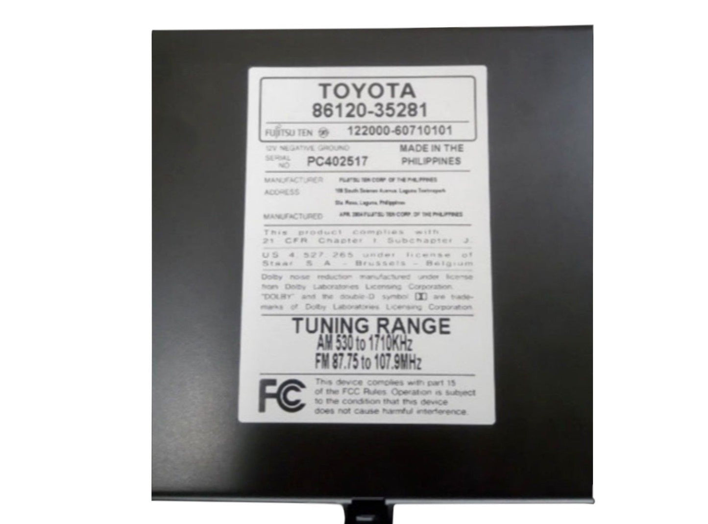 2003-2005 Toyota 4-Runner Radio AM / FM / CD / Cassette Player 86120-35281 OEM