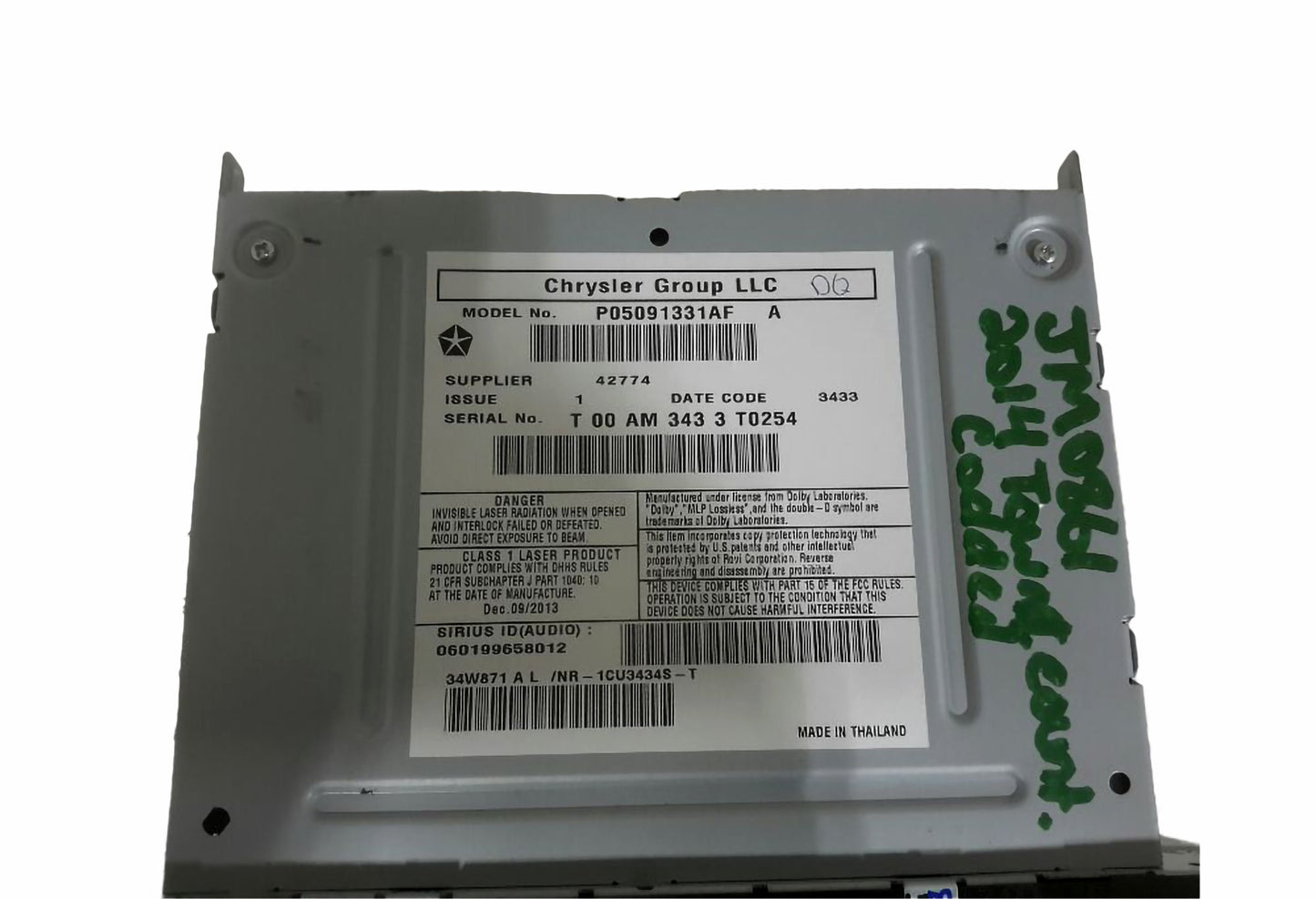 2012-2019 Dodge Caravan Radio Display Receiver AM FM CD RHB with Navigation OEM
