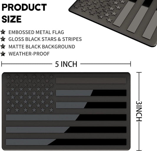 2PCSMetalUSAFlagStickerAmericanCarTruckDecalEmblemBlack - Elite Auto Spare