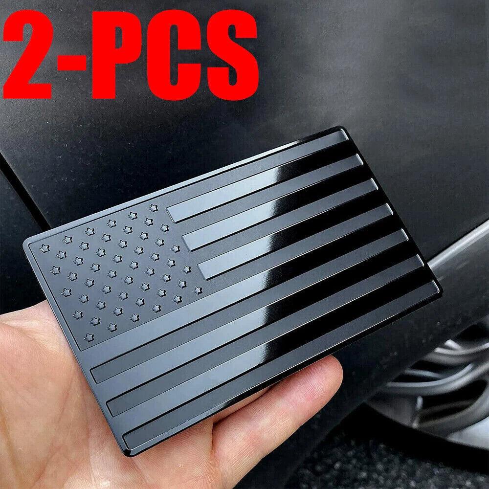 2PCSMetalUSAFlagStickerAmericanCarTruckDecalEmblemBlack_3 - Elite Auto Spare