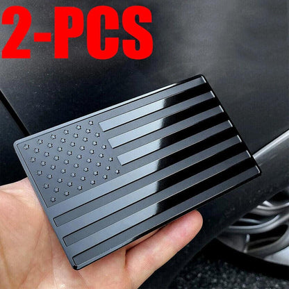 2PCSMetalUSAFlagStickerAmericanCarTruckDecalEmblemBlack_3 - Elite Auto Spare